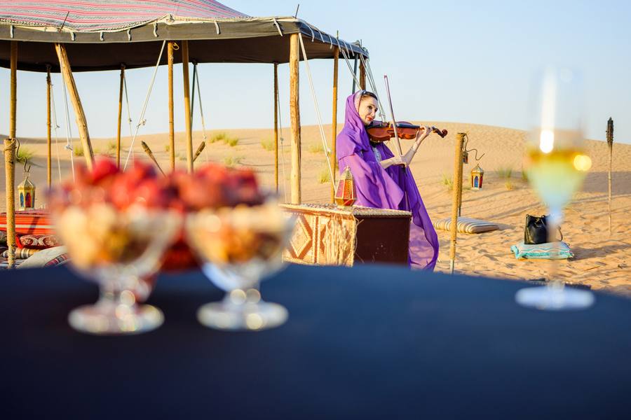 Desert gala dinner setup